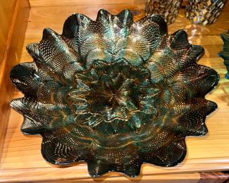 Artistic Accent Web Pattern Decorative Glass Bowl