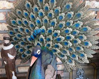 Large metal peacock garden sculpture