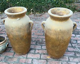 Tall terracotta urn planters