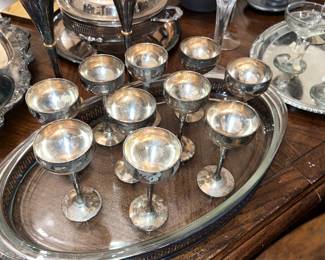 Set of 10 Vintage silver plate punch goblets