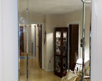 frameless octagonal wall mirror with beveled glass