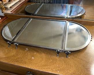 3 piece Silver & Beveled Glass Vanity Plateau