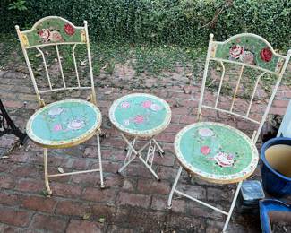 three-piece mosaic ceramic patio bistro set