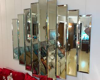 Art deco beveled glass 9 panel mirror
