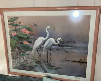 framed print of "The Lotus Pond" by Murrell Butler, Signed & Numbered