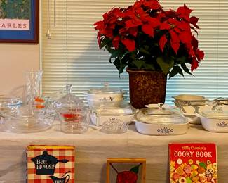 Vintage Corning Ware Blue Cornflower collection, Pyrex dishes, cookbooks