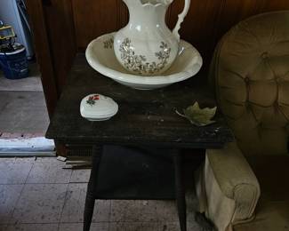 Pitcher and Bowl on Splay leg table