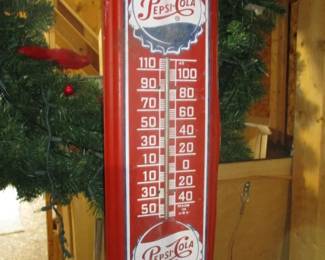 Vintage Pepsi Cola Metal Thermometer Sign