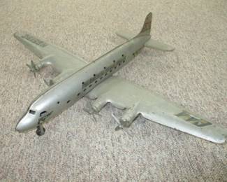 1950's Marx Pressed Steel Large Pan Am DC-4 Airplane