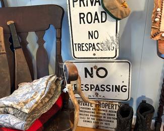 Private Road, No Trespassing Signage, Deer Antlers