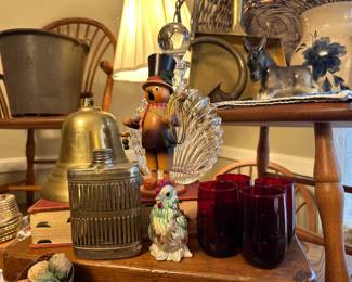 Brass Bell, Flask, Glassware