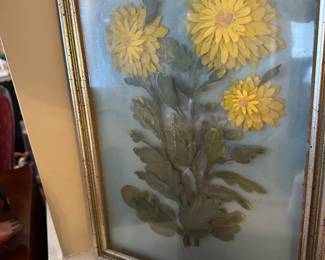 Oil on Layered Glass Floral Painting