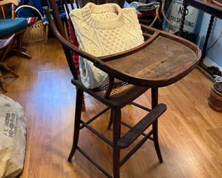 Antique Caned Back High Chair