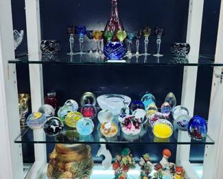 Weller Baldin Vase, Goebel, Glass Ppaer weights and Colored Cut glass Orlando Estate Auction