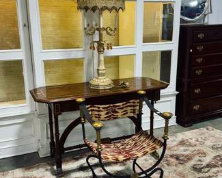 Brett & Sons Table and Iron and Fabric Chair Orlando Estate Auction