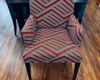 Crate & Barrel Style Dining Table. Crate & Barrel Style Upholstered Dining Chairs.