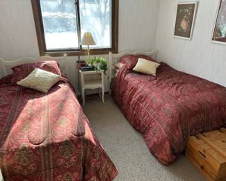 Vintage Twin Beds, Nightstand, Dept. 56 Wood Crate