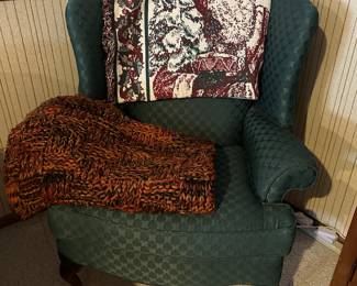 Upholstered Wing Back Arm Chair, Blankets
