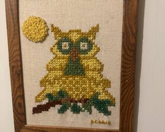 Vintage needlework framed art