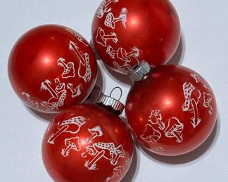Vintage Shiny Brite Mushroom Christmas Ornaments 