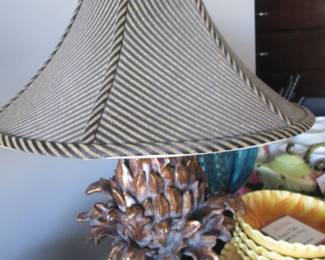 Table Lamp, Gold-Toned Artichoke Base