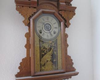 Antique Ingraham "Eastlake" Carved Walnut Parlor Clock