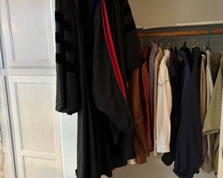 Graduation Gown, Moore Co., Black Velvet with Red & Black Ties.