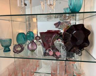 Blue Vase & Footed Blue Bowl "Waterford Evolution"