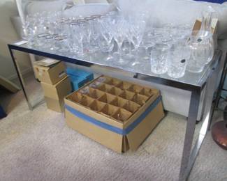 Chrome and Glass Sofa or Entrance Table 60" x 19"