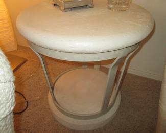 Round Accent Table, Metal/Stone