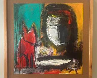 Wade Hampton, Woman with Dog, Acrylic, 25"x25"