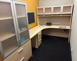 Desk unit and cabinet