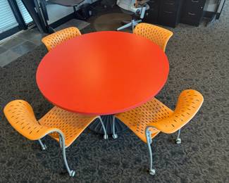 Orange table, 48" round, chairs not included