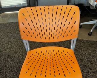 Tangerine chairs on casters (4)