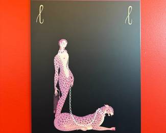 Erte Leopard Lady, Vintage Poster, 19.5"x38"