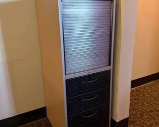 Grey 3-Drawer, 2 Shelf w/roll closer, 22"d x 18"w x 50.5"h