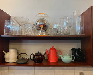 Misc teapots and glassware