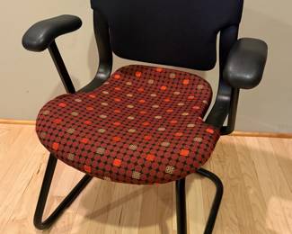 Black and orange print sled chairs (6)