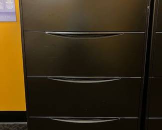 4-Drawer Black File Cabinets. 36x20x55 (2). 36x18x54 (1). 31.5x19x51 (1).