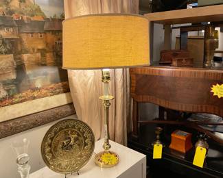 Brass, candlestick style, lamp base. $15 + tax