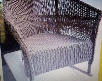 Wicker chair and table. https://modestlambestatesales.hibid.com/