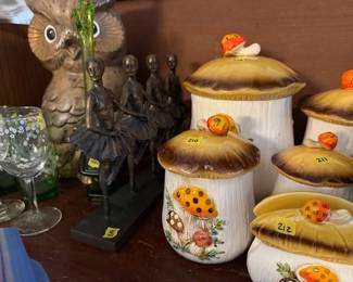 Mushroom canisters. Bronze ballerinas. https://modestlambestatesales.hibid.com/