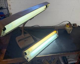 MCM ACME & Wright desk lamps. https://modestlambestatesales.hibid.com/