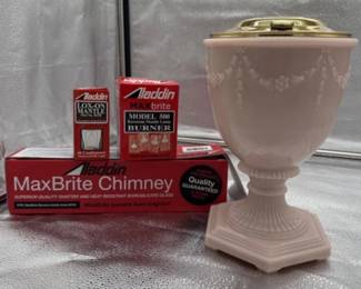 Aladdin Florentine Urn form lamp base and accessories. https://modestlambestatesales.hibid.com/