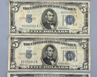 Series 1934 $5 Silver Certificates with Blue Seal