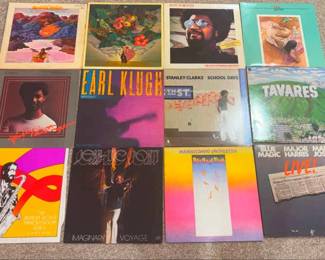 12 vinyl record albums including Earl Klugh, George Duke, And Buddy Miles