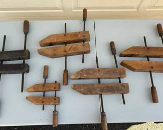 Vintage set of 5 Wooden clamps 