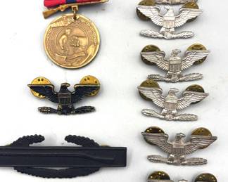 US Marine Corps Medal and various Service pins
