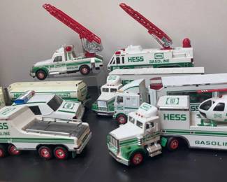 Eight Vintage Hess Trucks