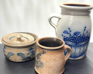 Collector Stoneware Pieces Salmon Falls And Rowe Pottery